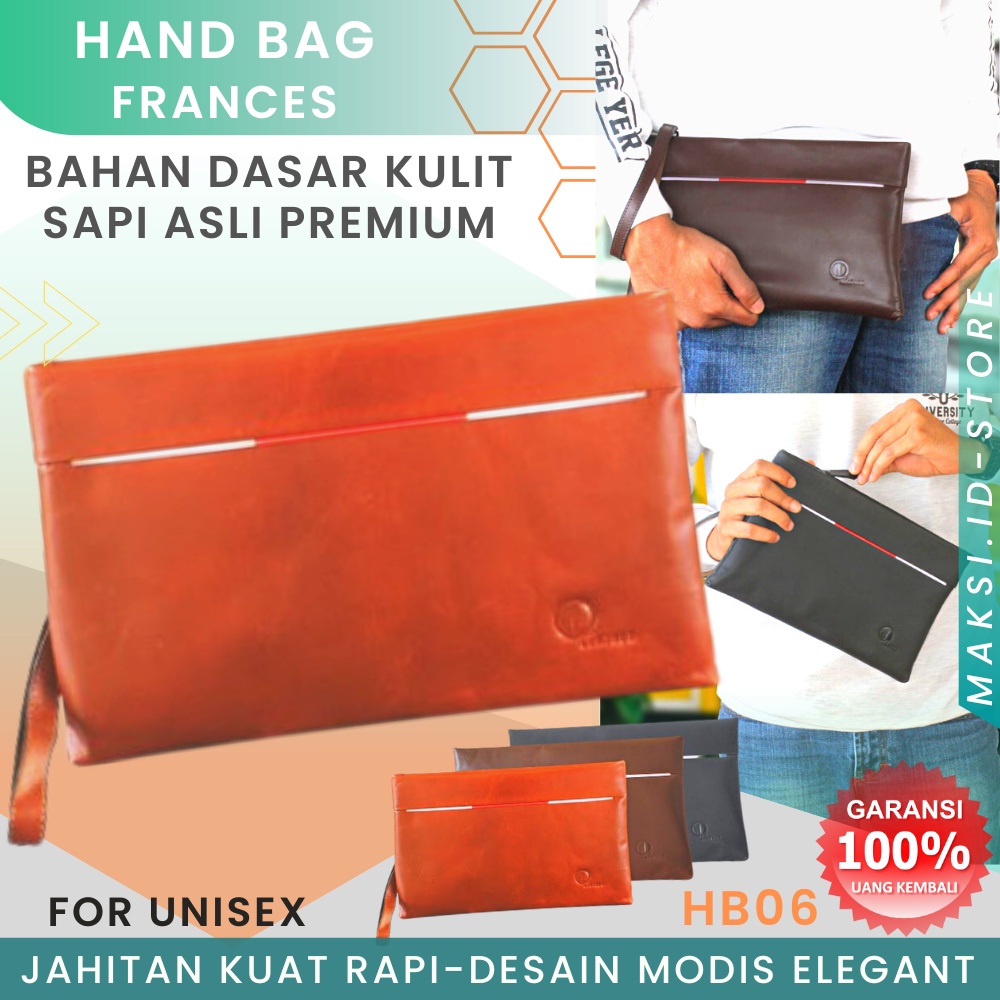 Tas Pouch Bag Clutch Bag Kulit Asli Pria Wanita Handbag Kulit Multifungsi Tas Tangan Pria Wanita HB06 GARANSI ORIGINAL