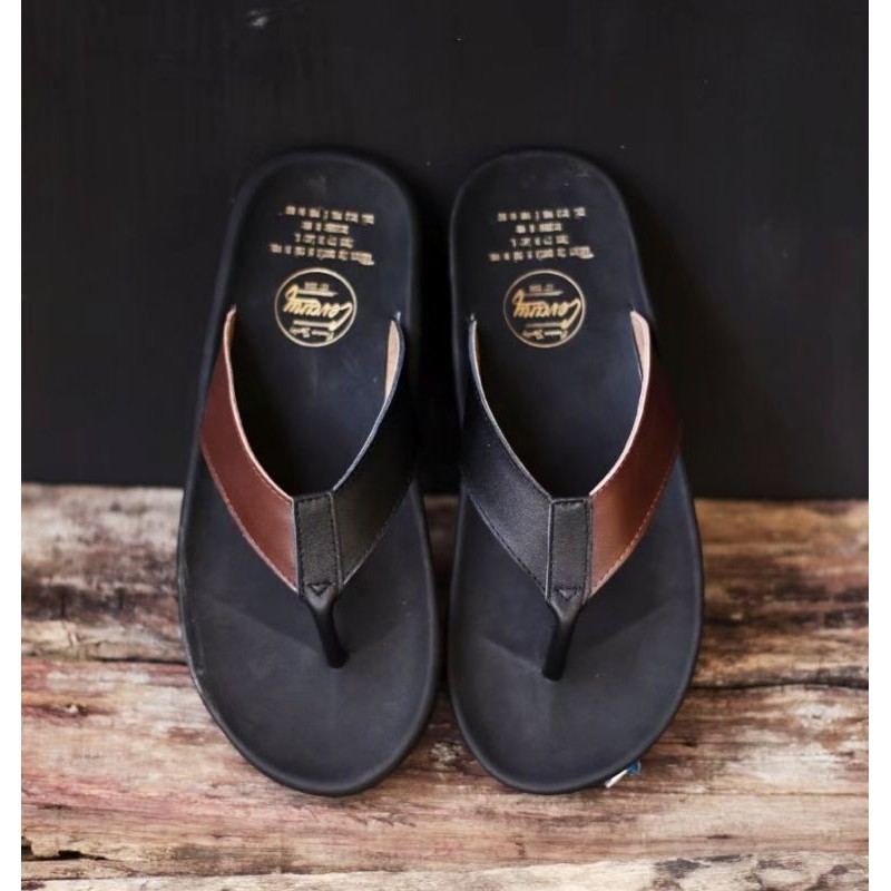 BELI 2 ONGKIR 1! SANDAL JEPIT FULL KULIT ASLI CEVANY 05 JAVIT BLACK BROWN ORIGINAL