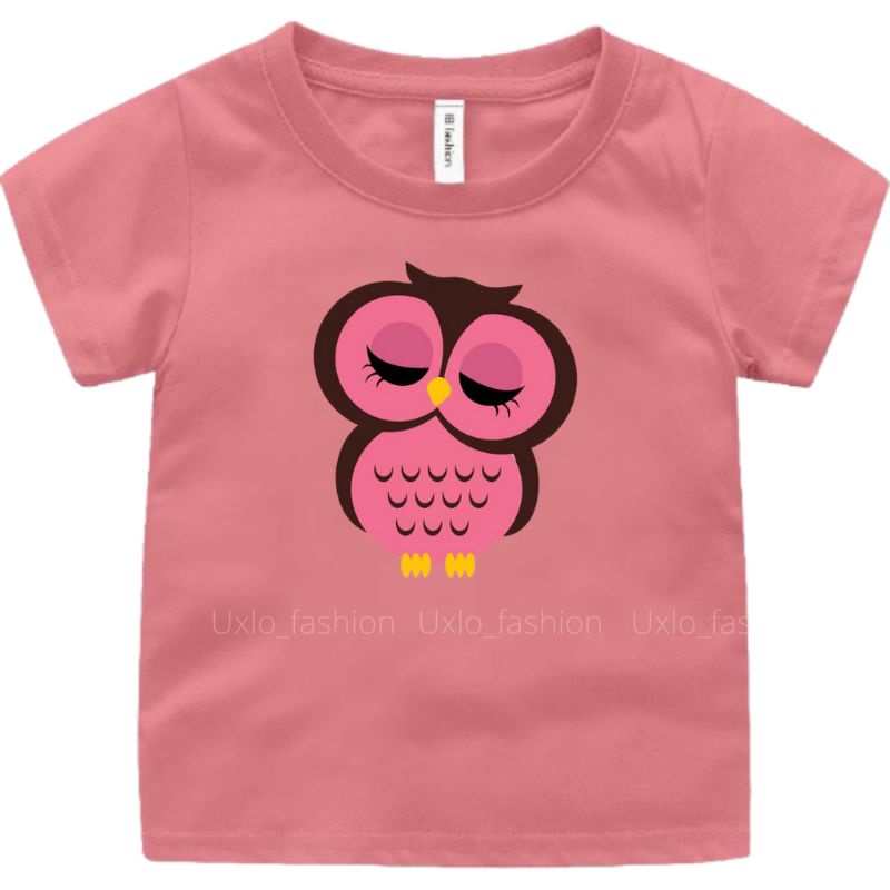 Baju Kaos Anak Perempuan Murah Motif Owls Sablon Digital Umur 2 3 4 5 6 7 8 9 Tahun Uxlo Fashion