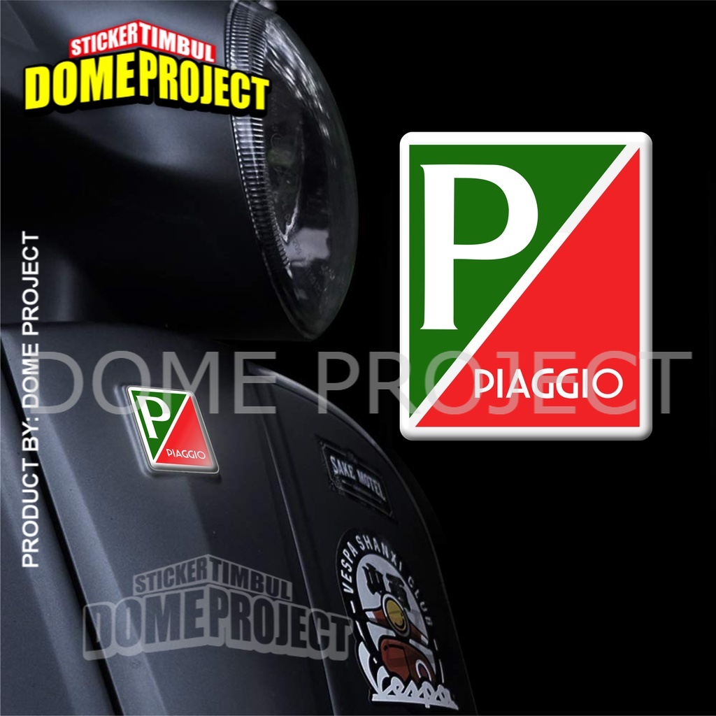 EMBLEM DASI VESPA PIAGGIO HIJAU MERAH ITALY STIKER LENTUR