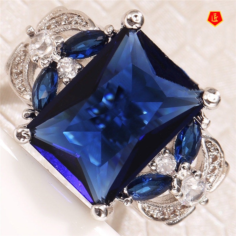 Cincin Berlian Sapphire Mewah Untuk Wanita