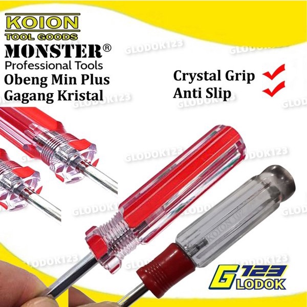 Obeng Plus Kembang Magnet Screwdriver Gagang Crystal Kristal Taiwan