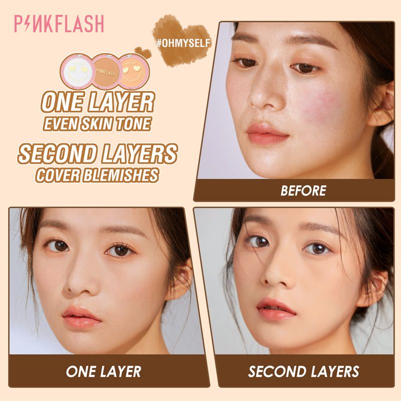 PINKFLASH OhMySelf Pressed Powder Long-lasting Matte Lightweight Oil Control Special Edition Bedak Padat PF-F08