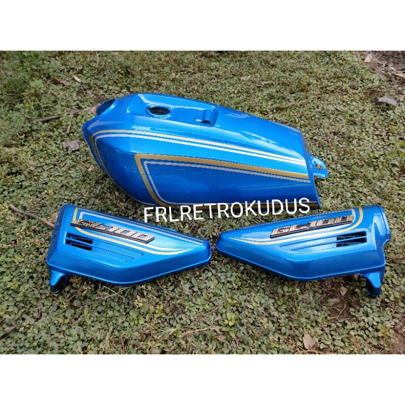 Tangki Bensin Honda GL 100 warna biru set tutup aki