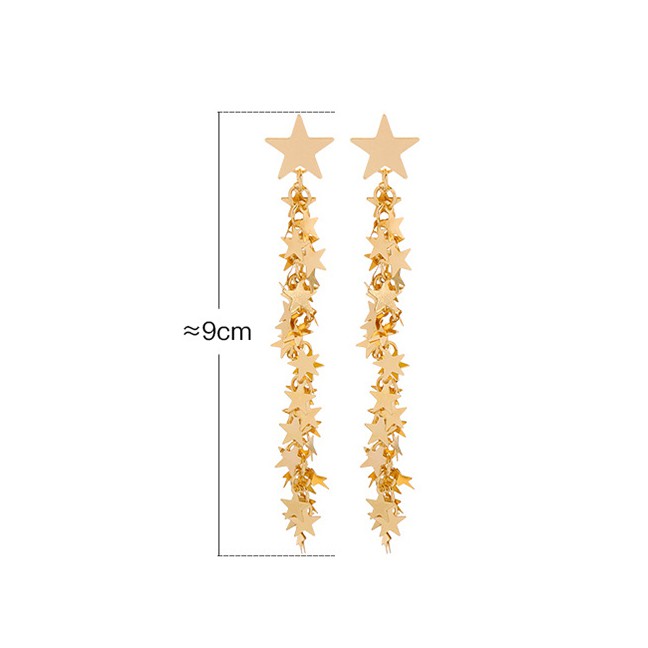 LRC Anting Tusuk Fashion Gold Star Tassel Earrings F94078