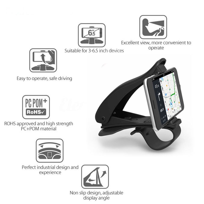 [COD] Car Phone Holder Hp Mobil Dashboard Spion Sunvisor Free Rotate 3in1 Universal Jepit 360