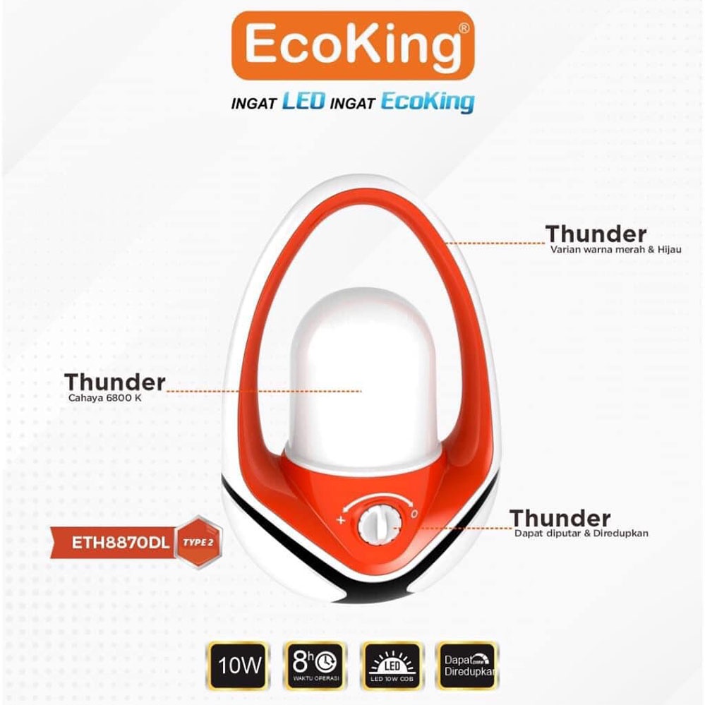 ECOKING Lampu Emergency Darurat LED 10W Watt THUNDER ETH8870DL ORIGINAL