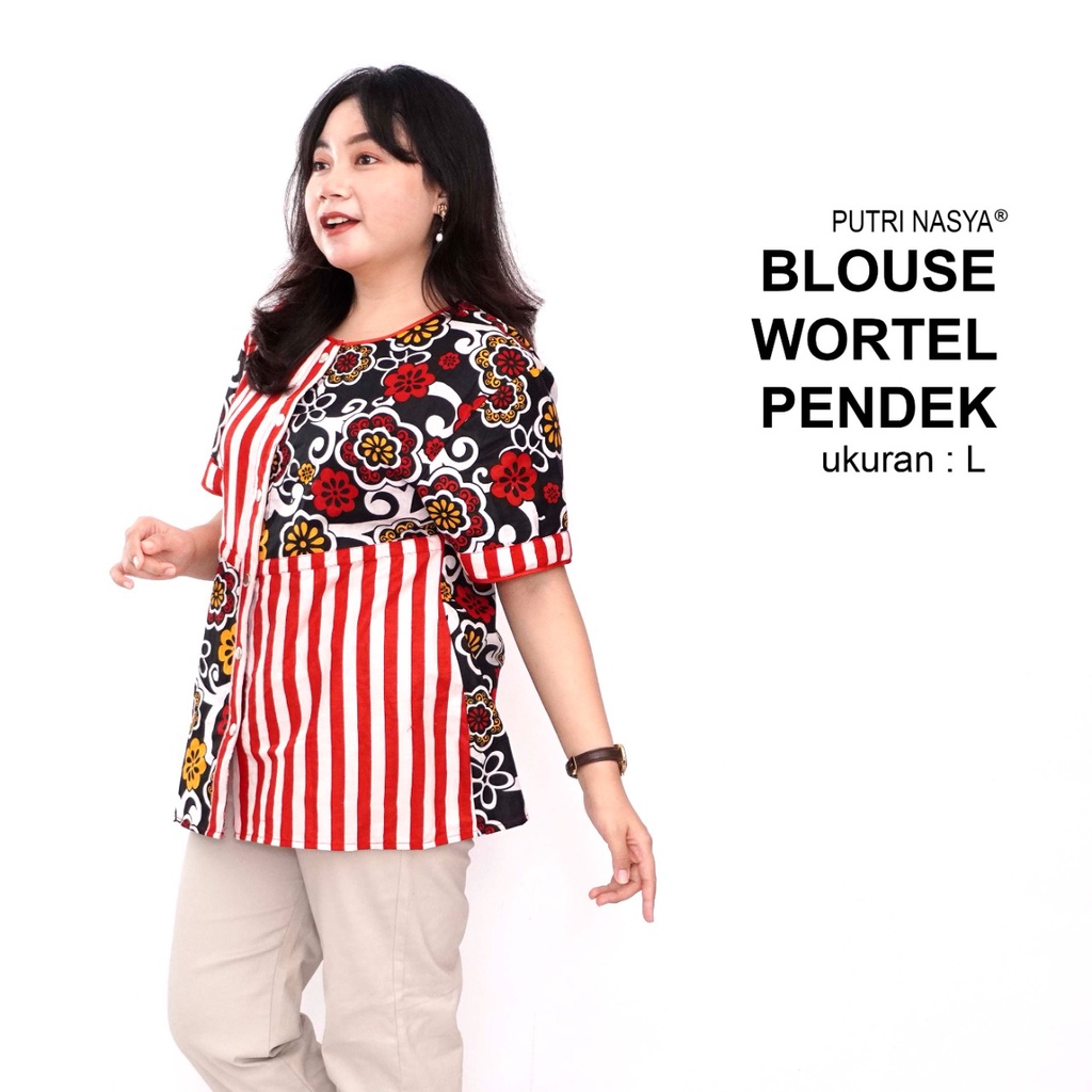 Blouse Big Size LD 140 Wanita Atasan Batik Jumbo S-M-L-XL-2L-3L-4L-5L-6L-7L Model Blus Jumbo Kerja Batik / Atasan Big Size Kerja Wanita / Pakaian Batik Seragam Kantor Formal Kekinian