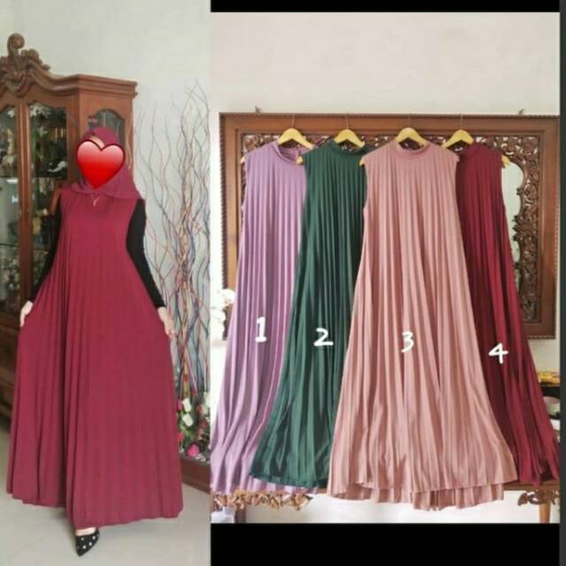 Longdress Plisket (Gamis tanpa Lengan)