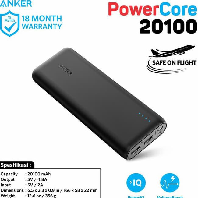 Anker PowerCore 20100 mAh - Black A1271H12 termurah 