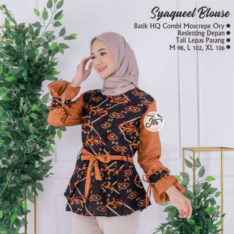 tey-17 Batik wanita ASJ SA HRB026 Kenongo Kemeja Tosca Pendek-Syaqueel oranye