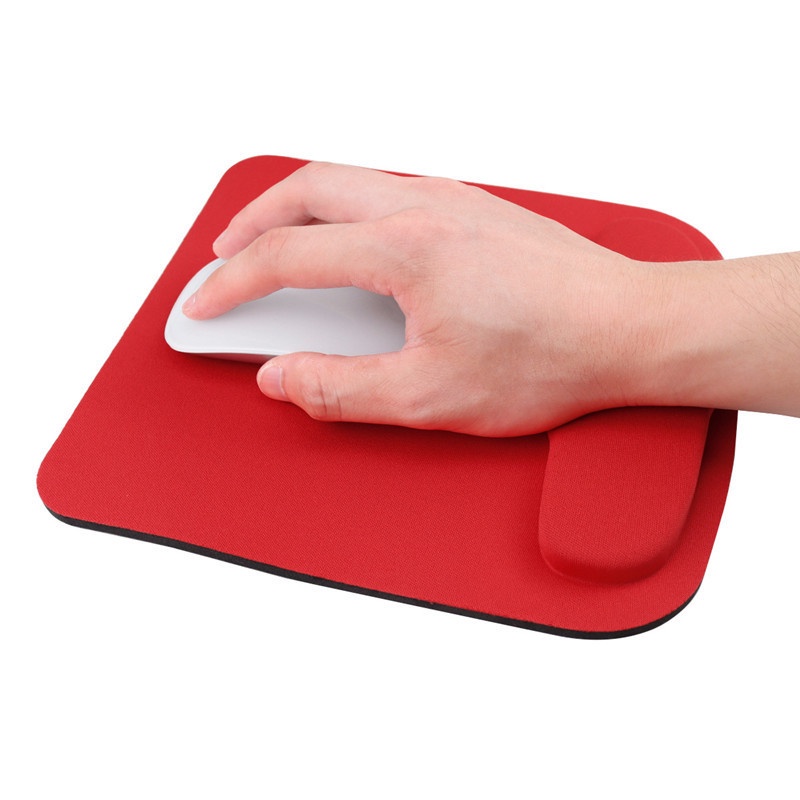 Mouse Pad Bentuk Persegi Ergonomis Anti slip Warna Polos Dengan Bantalan Pergelangan Tangan