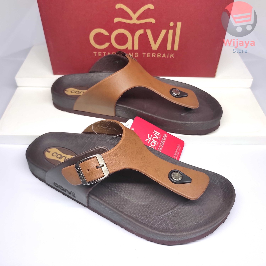 Carvil Boston Sandal Pria Sendal Kasual Pria Laki-Laki Original Carvil Desain Trendy Kulit Sintetis Berkualitas Nantaniel