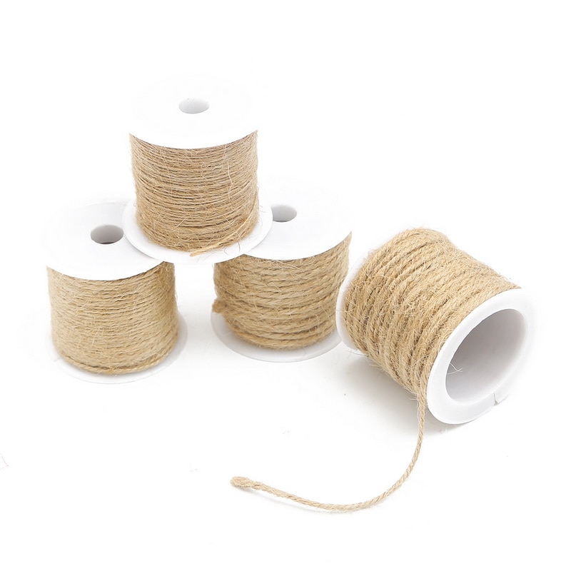 5-15 M/roll Natural Jute Twine Goni String Tali Rami Pesta Pernikahan Hadiah Bungkus Tali Benang DIY Florists Craft Dekorasi