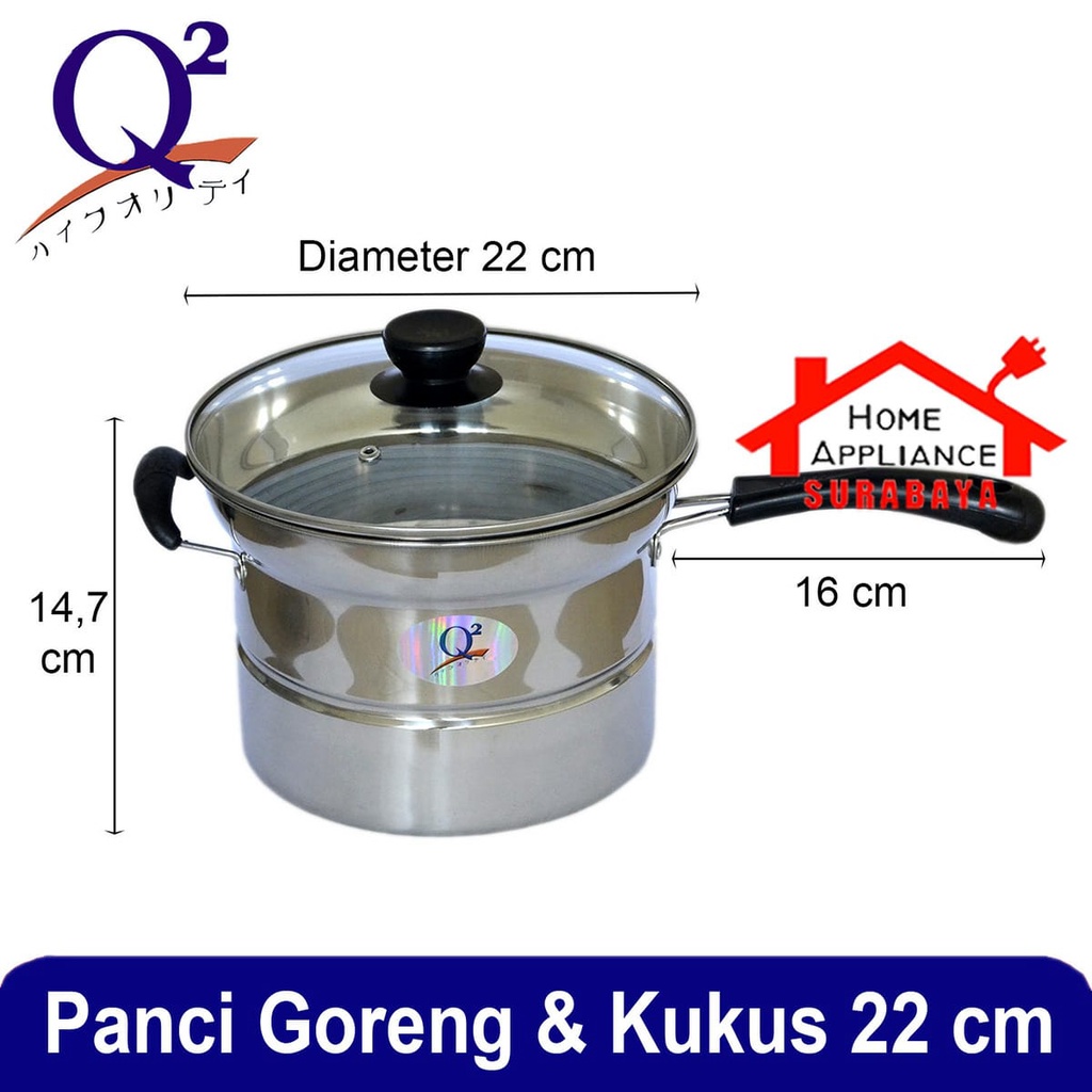 Deep Fryer Pan 22 CM Multifungsi 3 IN 1 - Panci Kukus Goreng Rebus Serbaguna - Panci Korea Q2 218