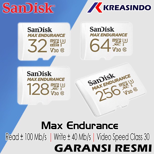 SANDISK MAX Endurance MicroSD 32GB 64GB 128GB 256GB 512GB Resmi