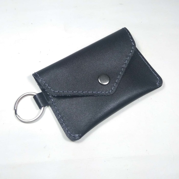 dompet stnk model amplop kulit asli - gantungan kunci kulit hitam