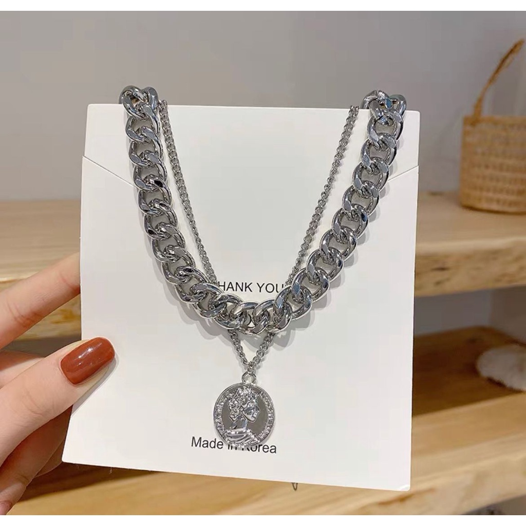 KALUNG RANTAI CHOCKER FASHION KOREA HIP HOP TITANIUM WARNA GOLD IMPOR