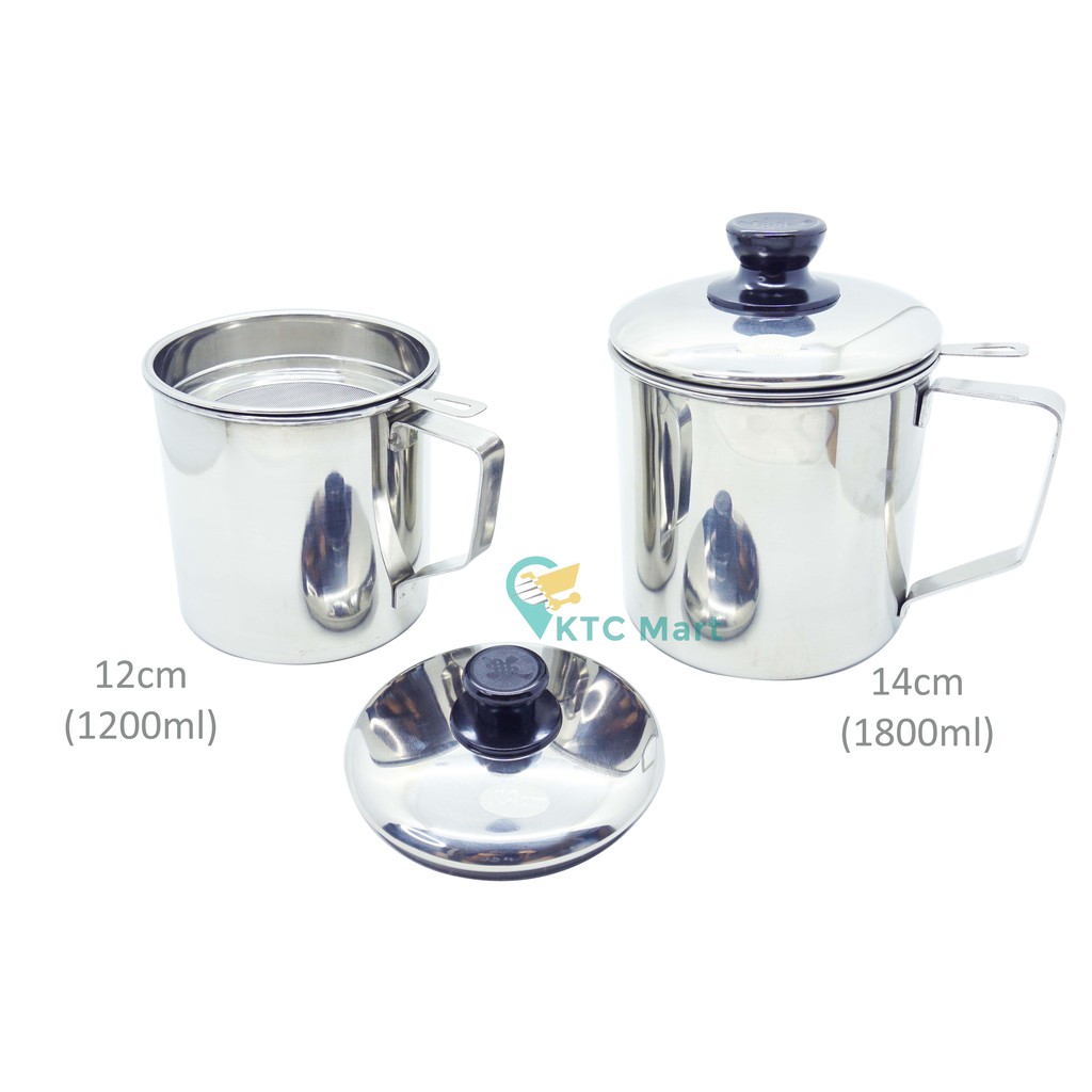 KTCmart - Oil Pot 12 Cm - Wadah Penyaring Minyak Goreng Tebal Stainless