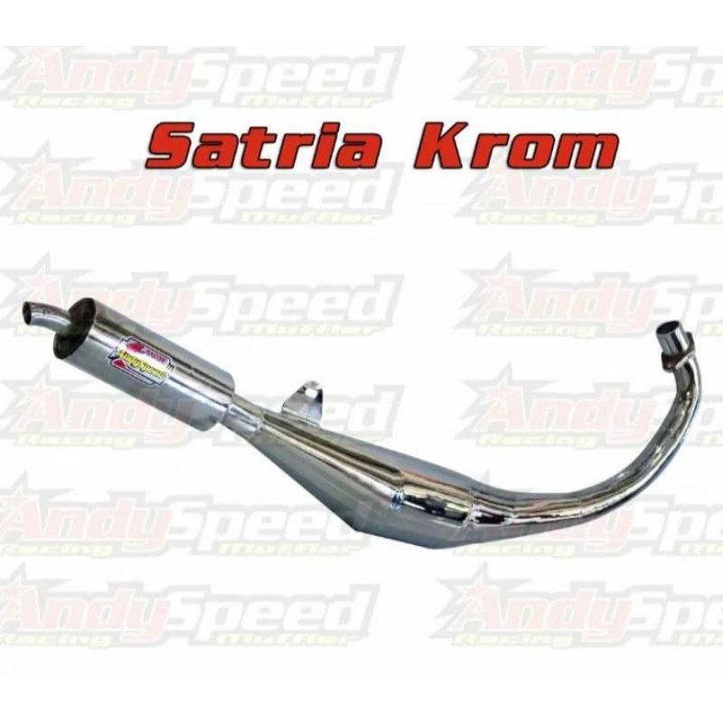 Knalpot SATRIA 2TAK STANDAR RACING FULL KROM merk andy speed