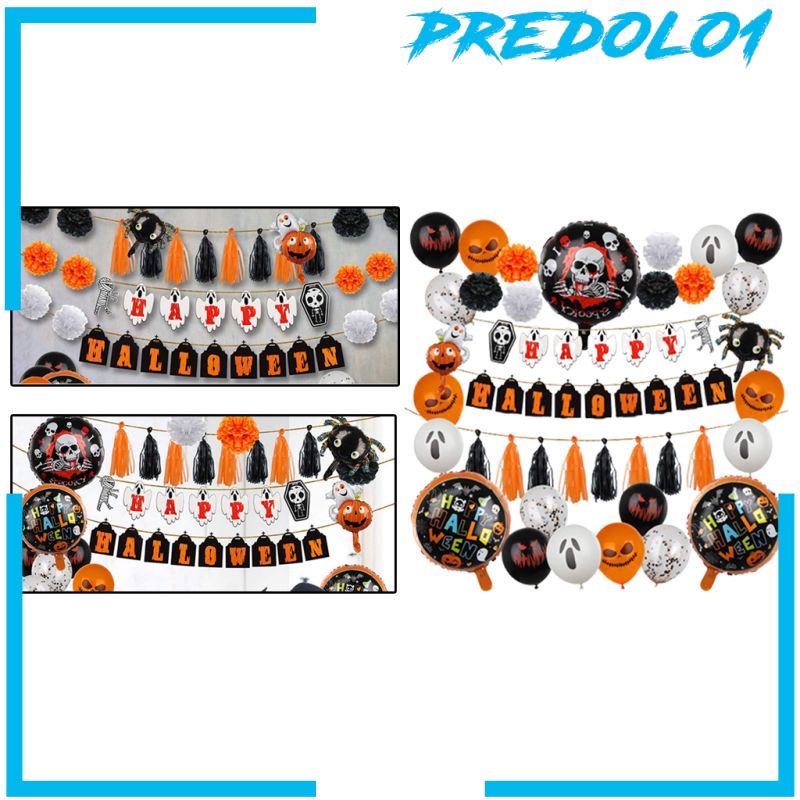 (Predolo1) Balon Latex Aluminum Foil Tema Halloween Untuk Dekorasi Ulang Tahun