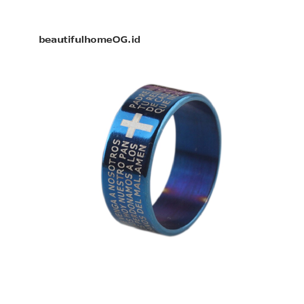 1pc Cincin Bahan Titanium Steel Desain Salib Untuk Pria / Wanita