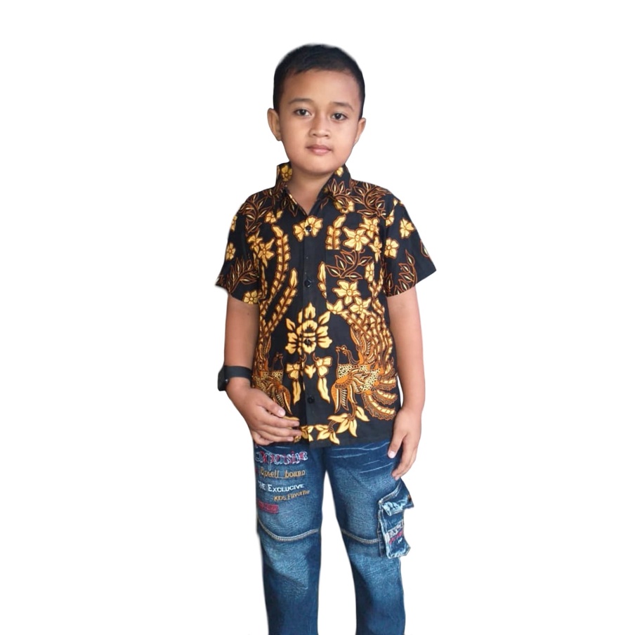 KEMEJA HEM BATIK COUPEL AYAH ANAK MOTIF MANUK SOGAN M  L XL XXL