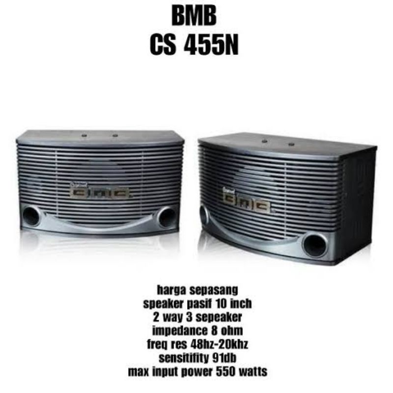SPEAKER KARAOKE PASIF 10 INCH BMB CS 455N CS 455 N SEPASANG GARANSI 3 TAHUN