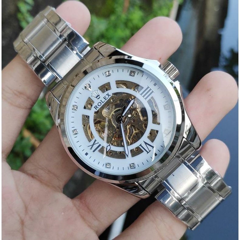 Jam Tangan Stainless Automatic Tanpa Baterai Jam Tangan Kinetik Tenaga Gerak Bisa COD