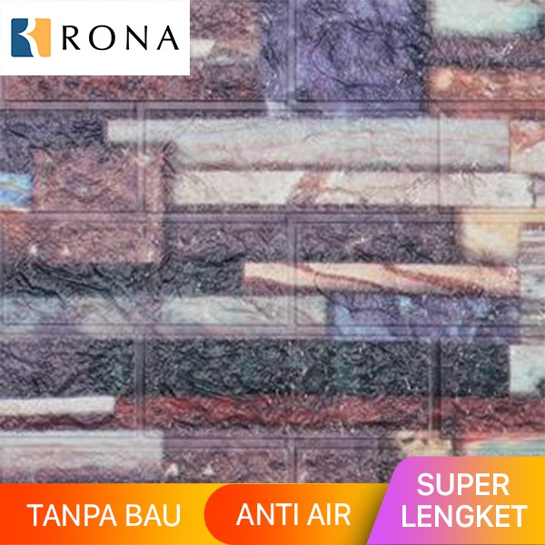 70CMx38CMx3MM Wallpaper Stiker Dinding 3D Foam Dekorasi Dinding Wallfoam Timbul Anti Air RONA ZT3202