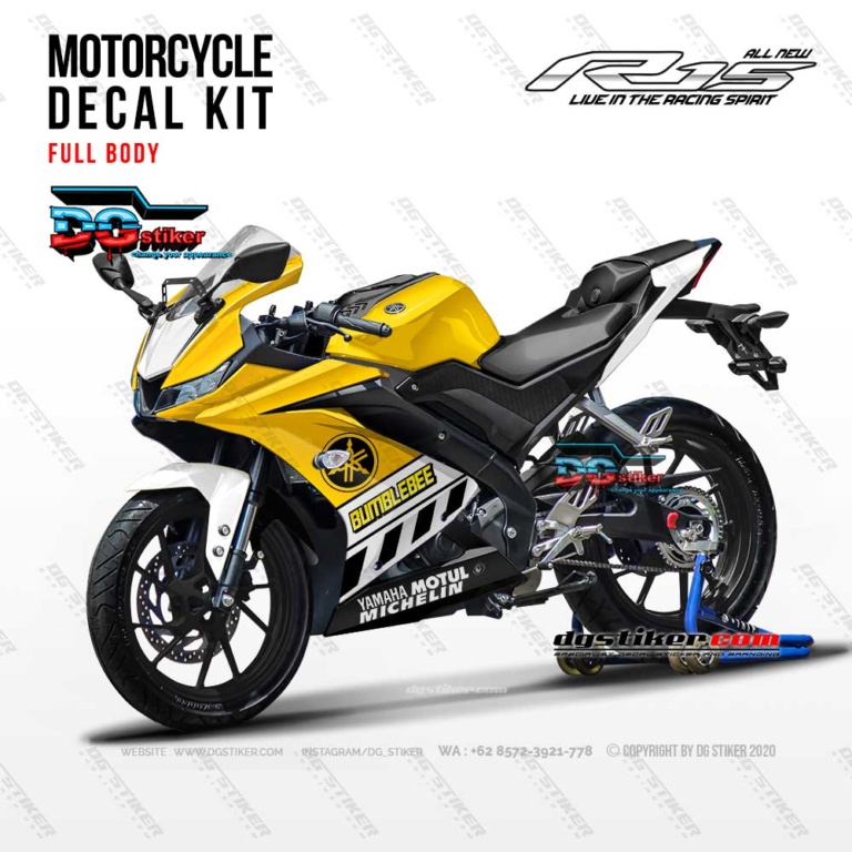 Decal Striping Full Body R15 V3 Kuning Bumblebee DG Stiker