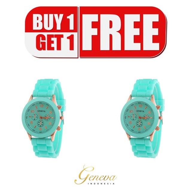 ✅COD Beli 1 GRATIS 1 - Jam Tangan Geneva Rubber Putih