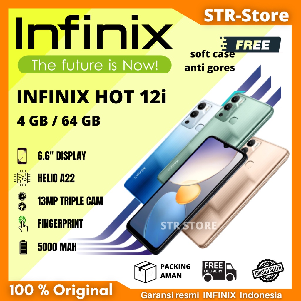 INFINIX HOT 12i 4/64 GB GARANSI RESMI INFINIX HOT 12i RAM 4GB RESMI INFINIX 12i