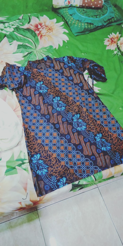 Couple Tunik Batik Motif Seno Biru M L Xl Xxl