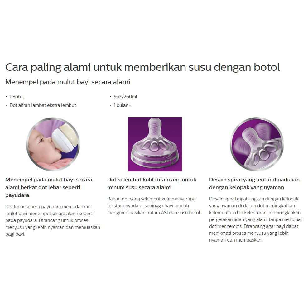 PHILIPS AVENT Botol Dot Susu Bayi Philips Single Bottle Natural ECER ORIGINAL- Bayi Online Shop