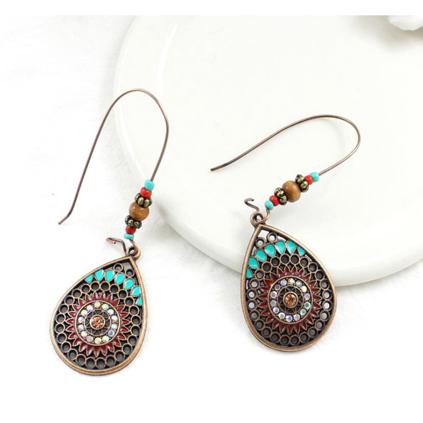 Pribadi fashion retro berbentuk drop anting-anting panjang enamel anting-anting ornamen fashion Baru