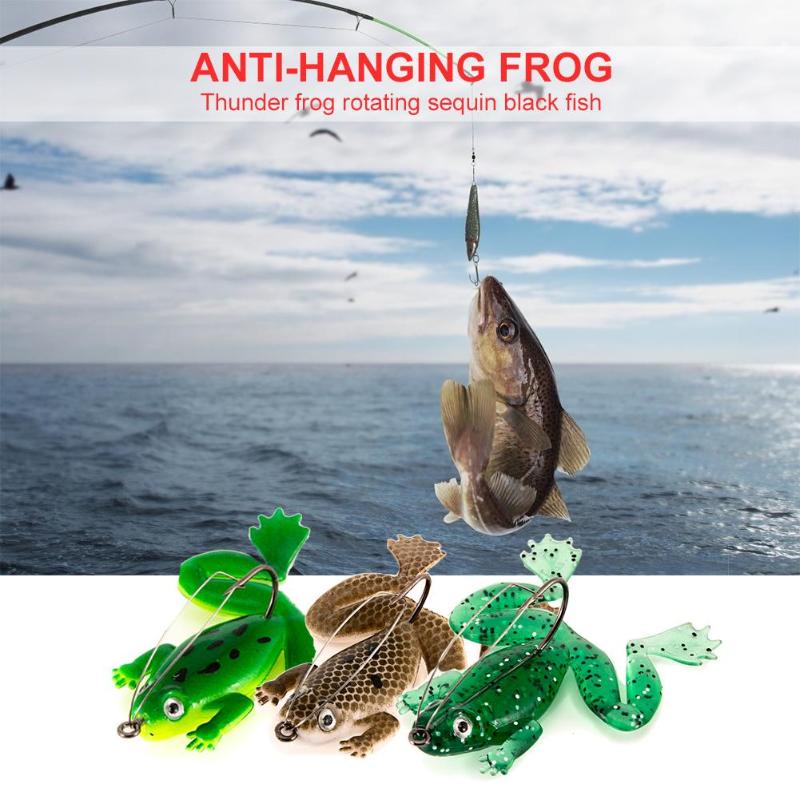 3pcs / Set Umpan Pancing Softlure Bentuk Katak 3d Bahan Pvc Dengan Kail