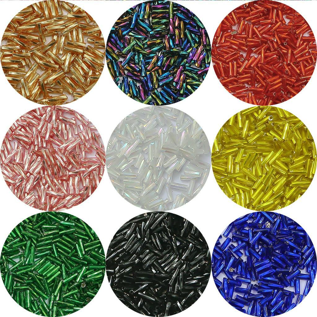 300pcs Manik-Manik Kaca Leptospira 2x6mm Warna Campur Untuk Membuat Perhiasan Diy