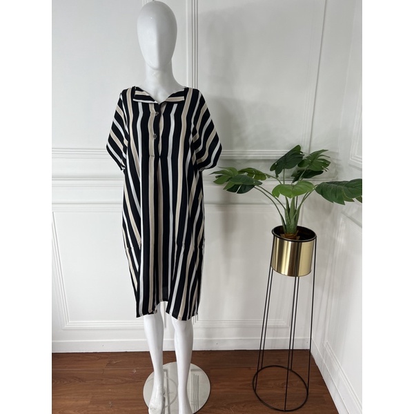 DASTER PENDEK SEBETIS RAYON MOTIF KEKINIAN VIRAL DASTER DEWASA PAKAIAN WANITA KEKINIAN LUCU-rubi stripe