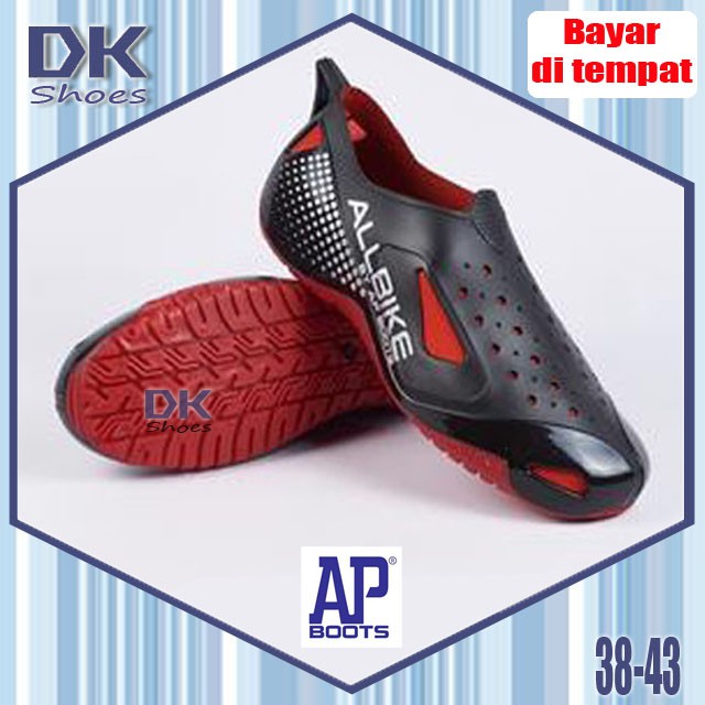 All Bike Merah 38-43 AP Boots / Sepatu Sepeda Motor Tahan Air / Sepatu Karet / Sepatu Biker