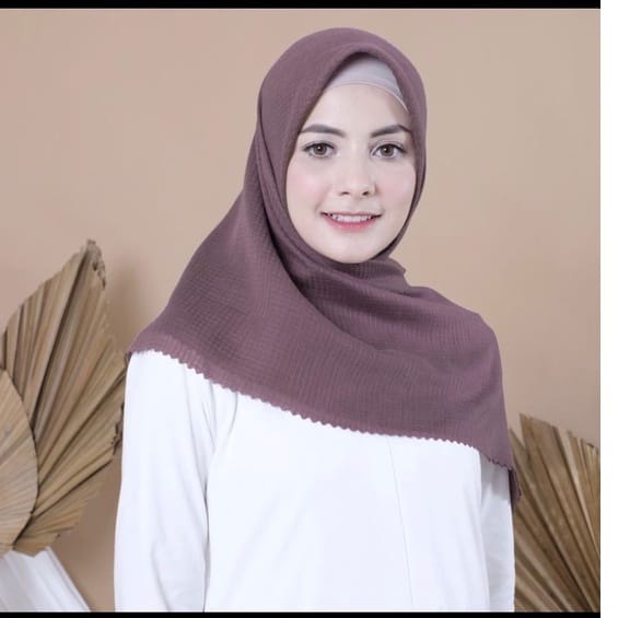 HIJAB SEGI EMPAT EMBOS LC, JILBAB WAFLE PREMIUM BAHAN RUBICORN UKURAN 110X110 CM