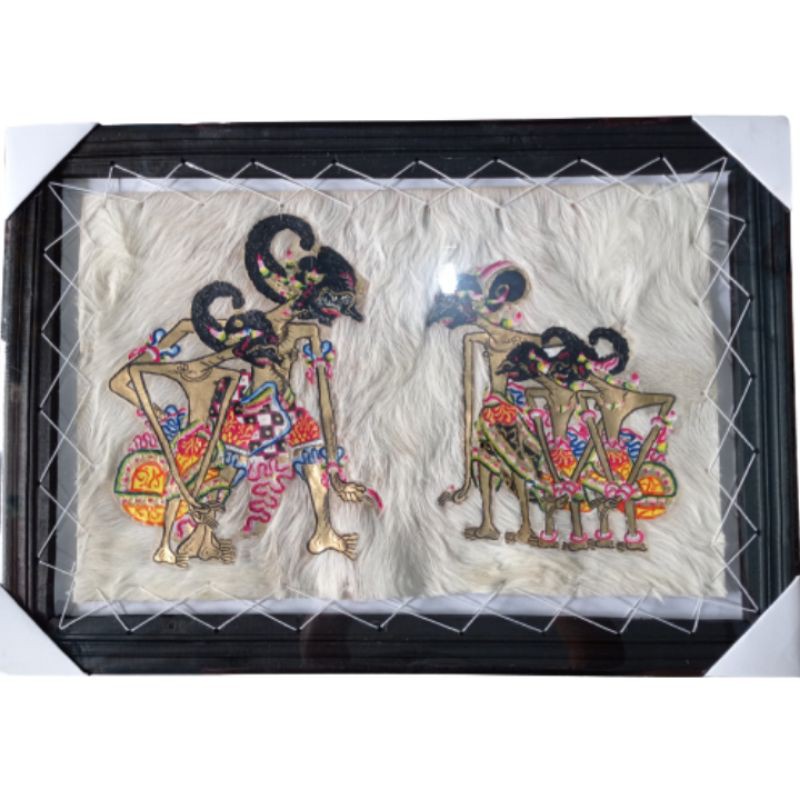 (BISA COD) LUKISAN WAYANG KULIT PANDAWA LIMA JUMBO 70x50 cm YUDISTIRA BIMA ARJUNA NAKULA SADEWA