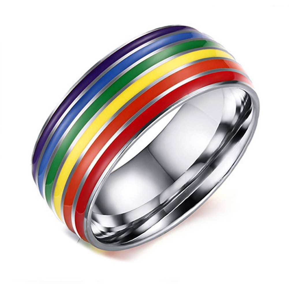 Cincin Titanium Steel Warna Pelangi