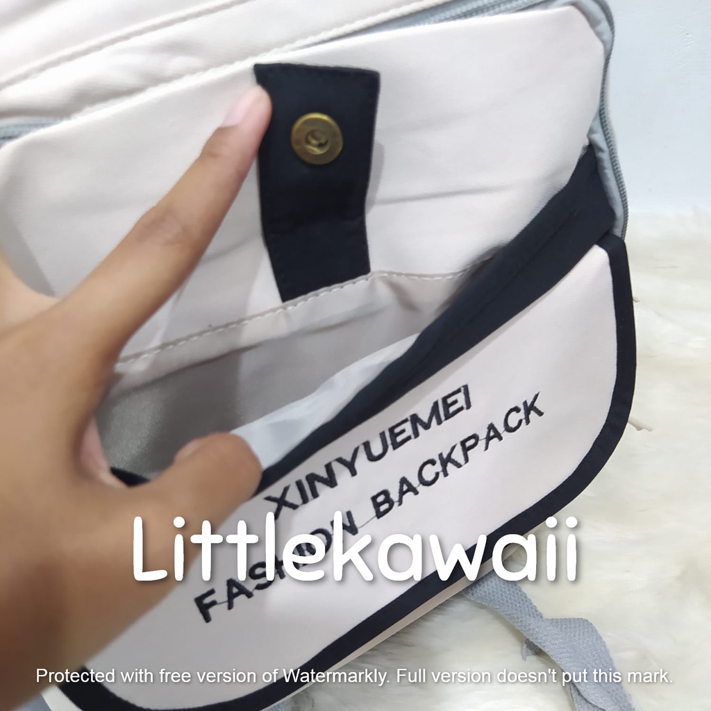 LK/Tas Ransel Laptop Backpack Parasut Sekolah Fashion Korean Style Anak Remaja Warna Warni Kantong Depan Xinyuemei Import