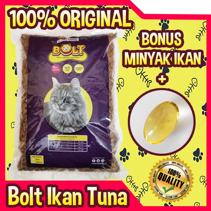 Makanan Kucing, Makanan Kucing Kering, Makanan Kucing Murah, Makanan Kucing Bolt, Repack