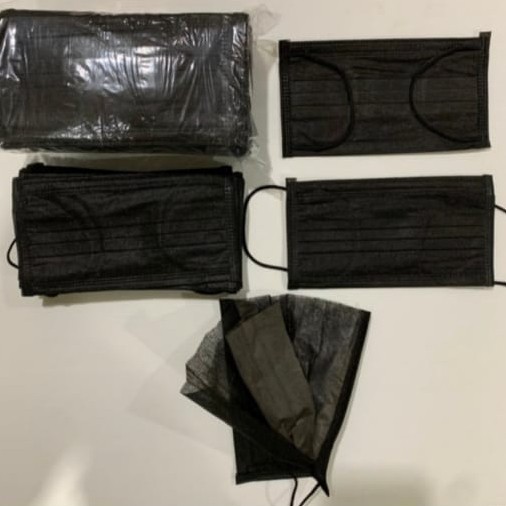 Masker Medis 3ply Kesehatan Non surgical masker Hitam Korea artis kpop