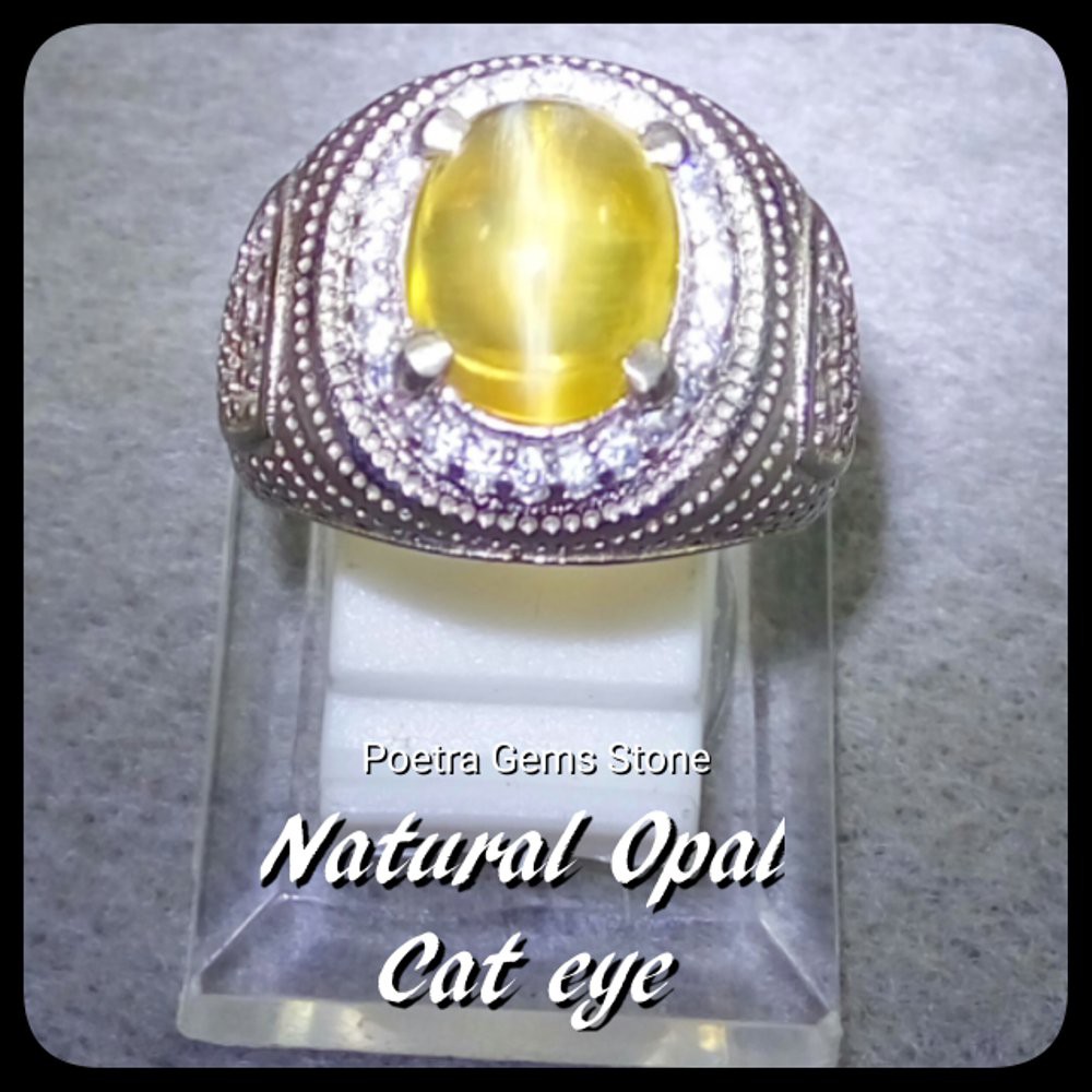 CINCIN NATURAL OPAL CAT EYE LUSTER AJIB TALI GARIS LURUS