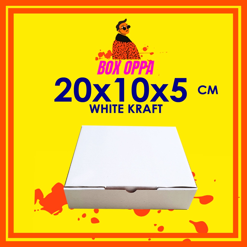 

Kardus Dus PUTIH uk 20x10x5 cm (ECER) Die Cut Box Kotak Packing Aksesoris Baju Makanan Pizza Hijab Kue