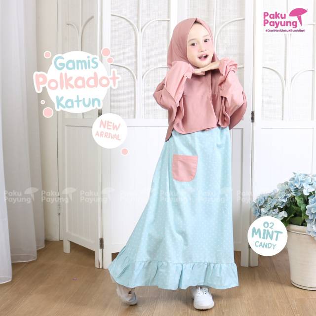 Gamis Polcadot Katun Uk. M, L , XL (sz 4-8th)