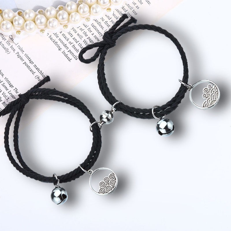 1 Pasang Baru Magnetic Couple Gelang Lonceng Gelombang Berkat Jalinan Tangan Tali Aksesoris Hadiah - olo